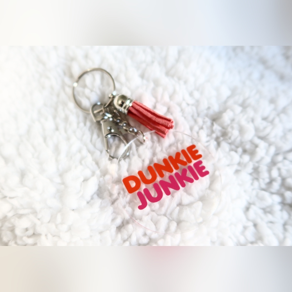 Dunkin Donuts / Keychain / Donuts / Coffee Lover / Dunkie Junkie / Acrylic - Picture 2 of 2